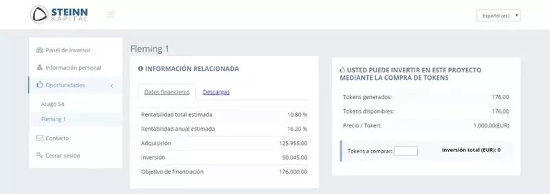 Steinn Kapital dashboard - crowdfunding tokens